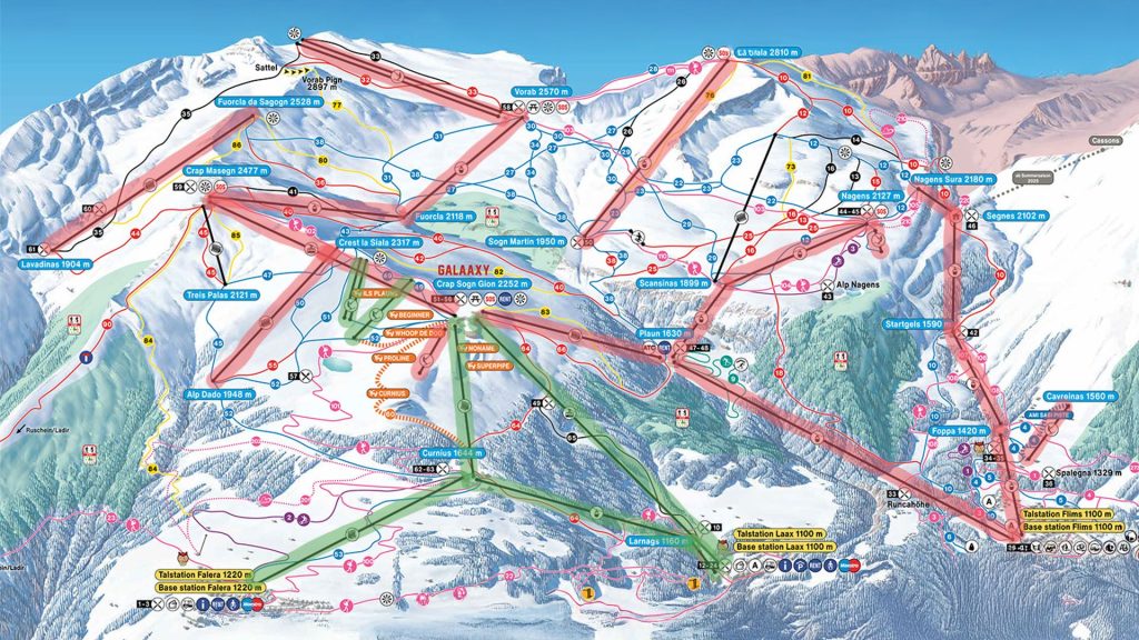 Beginner Piste Map Flims Laax Falera